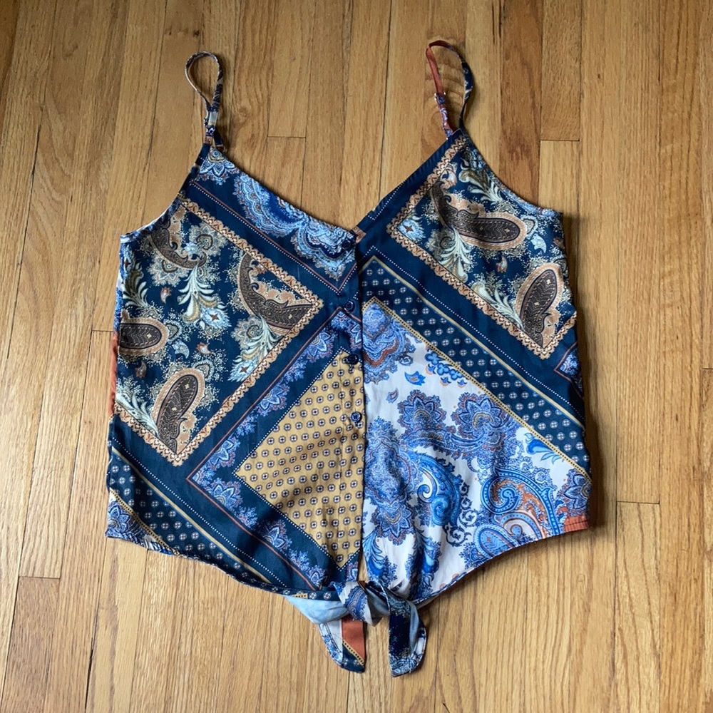 Paisley Tie Up Tank Top